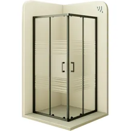 iflair DK79 Eckdusche mit Schiebetür 80 x 100 cm schwarz teilsatiertes Sicherheitsglas