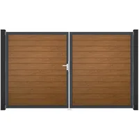 GroJa Tor 2-flg. Basicline Schmal Golden Oak Rahmen 306 cm x 180 cm DIN Links