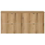 [en.casa] Doppelwaschtisch Skelbolu 120x60x40 cm 4 Schubladen Eicheoptik