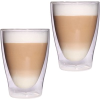 Feelino Latte Macchiato Gläser Doppelwandig, 2er-Set Kaffee Gläser, Doppelwandige 300 ml Thermo-Latte-Gläser, Isolierte Cappuccino Tassen aus Glas, Handgemachtes Doppelwandiges Glas, Kaffeegläser Set