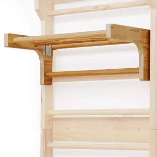 Physionics® Abnehmbare Klimmzugstange für Sprossenwand - belastbar bis 100 kg, 3 Sprossen, 73 x 45 x 27 cm, aus Holz, höhenverstellbar - Klimmzugbügel, Reckstange, Einhängebügel, Turnwand