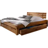 MASSIVMOEBEL24.DE Balkenbett Balkeneiche 180x200x85 natur geölt KRAKAU 403