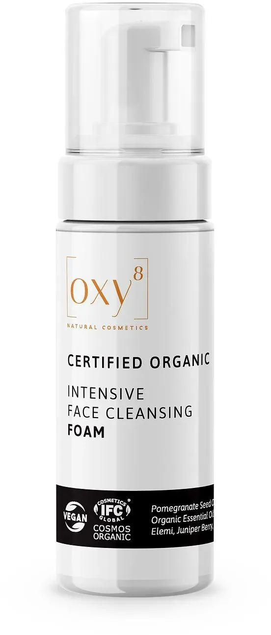 oxy8 Naturkosmetik Intensive Face Cleansing Foam – Intensiver Reinigungsschaum. Auch zum Abschminken Dosierschaum 150 ml Unisex