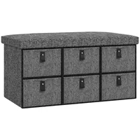 Homcom Schuhbank mit 6 Boxen, Sitzbank, Garderobenbank mit Leinenoptik,