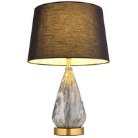 GLOBO Tischlampe Leselampe Tischleuchte, Textil LED Schlafzimmerlampe Marmor Optik