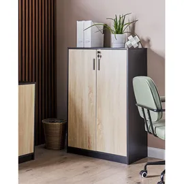 Beliani Zehna Aktenschrank 80 x 40 x 117 cm Braun/Schwarz