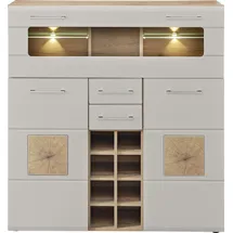 Innostyle Highboard INNOSTYLE "Barschrank SINFONIE, 120/129/37 cm BxHxT", cashmere matt, eiche altholz, B:120cm H:129cm T:37cm, ABS-Kunststoff, Glas, Holzwerkstoff, MDF, Metall, Sideboards, Highboard, 2 türig, 8 Flaschenfächer, 1 Glasklappe, LED-Beleuchtung, 