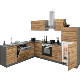 kochstation Winkelküche L-Form 280 cm braun