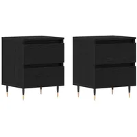 VidaXL Nachttische 2 Stück Schwarz Eiche 40x35x50 cm Spanplatte