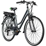 Zündapp E-Bike Trekkingrad »Z802 700c«, 28 Zoll, Damen (grau/grün, Damen)