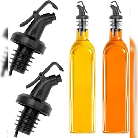 layba Ausgießer für Flaschen Schwarz mit Verschlusskappe aus Kunststoff in 10er Set