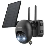 ieGeek Überwachungskamera 3MP Überwachungskamera Aussen Akku 2K mit 64GB Speicher Karte (Aussen, Außenbereich, Outdoor, Außen, 355°/140° Pan Tilt Kabellose WLAN IP Kamera Überwachung Außen Farbnachtsicht, PIR Bewegungsmelder Sirene/Weißlichtalarm 2,4GHz WiFi, kompatibel mit Alexa Cloud/Speicher Karte 2-Wege-Audio mit solarpanel) schwarz