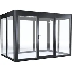 SunElements Design Gewächshaus SunGarden Energy mit Photovoltaikdach 3.2 anthrazit-metallic, Wände: 6mm Acrylglas klar, Dach: Doppelglasmodule 40 % Transparenz