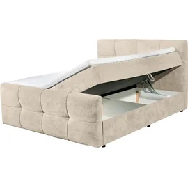 Riess-Ambiente Boxspringbett TOULOUSE 140x200cm beige inkl. Matratze und Topper mit Bettkasten