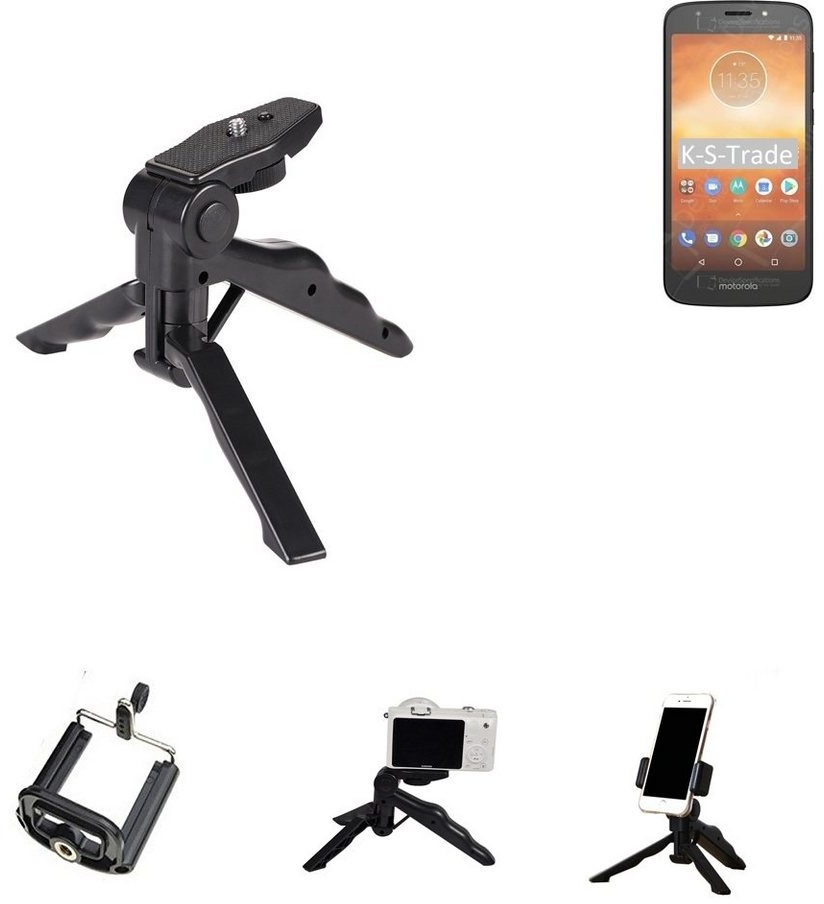 K-S-Trade für Motorola Moto E5 Play SD425 Smartphone-Halterung, (Stativ Tisch-Ständer Dreibein Handy-Stativ Ständer Mini-Stativ) schwarz