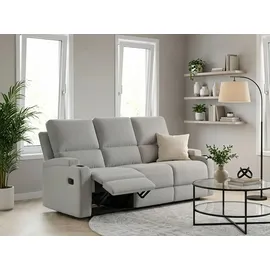 OTTO home 3-Sitzer OTTO HOME "Napori", grau (hellgrau), B:207cm H:105cm T:94cm, 100% Polyester, Sofas, Kinosofa mit 2 x Relaxfunktion und Getränkehalter