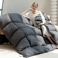 KAKABELL Gänsedaunen- & Federdecke 155x220cm aus 100% Baumwolle,Hotelqualität Ganzjahres-Bettdecke mit mittlerer Wärme,Atmungsaktive Daunendecke,8 Eckschlaufen,Öko-Tex & RDS Zertifiziert,Grau