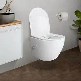 Belvit Spülrandloses Hänge WC Set mit WC-Sitz Weiß