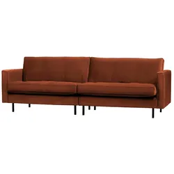 3er Sofa in Rostfarben Samt Retro Style