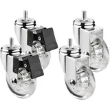 360 ° Drehbare Rollen,35 Mm Lenkrollen, Möbelrollen Mit Gewinde, M8 * 15 Mm, M10 * 15 Mm Transportrollen ,Geeignet Für Trolleys, Möbel, Kinderbetten, Blumen(Size:2in-M8*15mm,Color:2 Braked+2 Swivel)