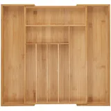 Relaxdays Besteckkasten, 7–9 Fächer, ausziehbarer Besteck Schubladeneinsatz, HxBxT: 5 x 30,5-50 x 47 cm, Bambus, Natur, 47 cm