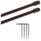 bc-agentur Vitragestangen 2er Pack ausziehbar, 2 Gardinenstangen mit Schraubhaken (Farbe: braun, Größe: 110-150cm)
