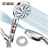 Cobbe Duschkopf mit Filter, Hochdruck Handbrause mit Schlauch, 6 Strahlarten Duschkopf Wassersparend mit Filtration in 20 Schichten, Duschbrause für Hartes Wasser,Rest-Chlor,Bakterien, Schwermetall
