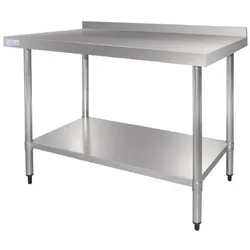 Vogue Arbeitstisch 900x1500x700mm mit Grundboden und Aufkantung aus Edelstahl