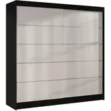silape Schwebetürenschrank, Schwarz, Weiß, Holzwerkstoff, Rechteckig, 200x215x58 cm, Schlafzimmer, Kleiderschränke, Schwebetürenschränke