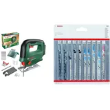 Bosch Akku Stichsäge UniversalSaw 18V-100 (ohne Akku, 18 Volt System, im Karton) + Accessories 10tlg. Stichsägenblätter Set (für Holz und Metall, Zubehör für Stichsägen mit T-Schaft Aufnahme)