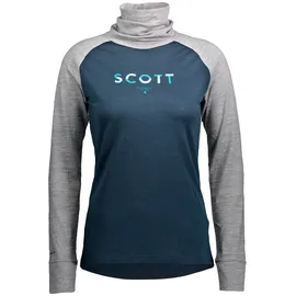 Scott Defined Merino High Neck Shirt Light Grey Melange/Dark Blue S