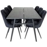 ebuy24 Sleek Essgruppe Esstisch Ausziehbarer Tisch Länge cm 195 / 280 schwarz und 6 Velvet Deluxe Esszimmerstühle Velour schwarz.