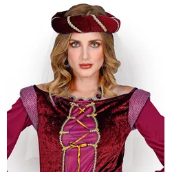Mittelalter Haarkranz mit Schleier weinrot - OS