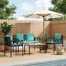 vidaXL Gartenmöbel-Set 4-tlg. Schwarz/Türkis