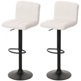 Mendler 2er-Set Barhocker HWC-G87, Tresenhocker Barstuhl, höhenverstellbar drehbar, Stoff Boucle (450g/m2) FSC® - creme-weiß
