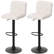 Mendler 2er-Set Barhocker HWC-G87, Tresenhocker Barstuhl, höhenverstellbar drehbar, Stoff Boucle (450g/m2) FSC® - creme-weiß