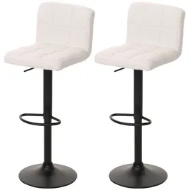 Mendler 2er-Set Barhocker HWC-G87, Tresenhocker Barstuhl, höhenverstellbar drehbar, Stoff Boucle (450g/m2) FSC® - creme-weiß