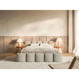 Selsey Cloudy Low - Polsterbett 140x200 cm, wasserabweisender Samt, Graubeige