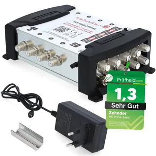 [ Test SEHR GUT *] ZEHNDER 9/8 Multischalter für Quattro & Quad LNB, Multiswitch für 2 Satelliten & 8 Teilnehmer (TV, Sat Receiver), HD 4K Digital Matrix Sat Verteiler, Schüssel Spiegel Antenne