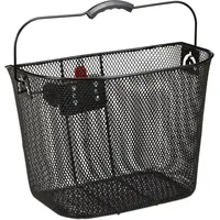 2 x Fahrradkorb für vorne, abnehmbar, mit Klicksystem, Lenkerkorb aus Metall, engmaschig, HxBxT 27x34,5x26cm, schwarz