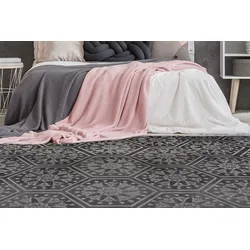 Teppich CALO-DELUXE "Latemar 300" Gr. 2, grau (anthrazit), B:80cm H:7mm L:150cm, Kunstfaser, Teppiche, weiche Fell Haptik, Relief Muster, Wohnzimmer, Schlafzimmer