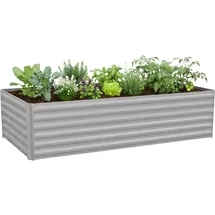 Relaxdays Hochbeet 57 x 240 x 90 cm Hellgrau