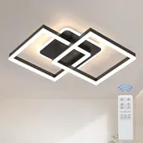 LED Design Deckenleuchte 40W Dimmbar Deckenlampe mit Fernbedienung Wohnzimmer Flur 3000-6500K, Deckenleuchte für Wohnzimmer Schlafzimmer Schwarz - Schwarz