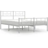 vidaXL Bettgestell mit Kopf- und Fußteil Metall Weiß 140x200 cm