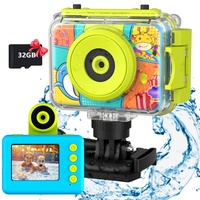 Ushining wasserdichte Kamera für Kinder, 1080P Digitalkamera Videokamera Selfie Kamera Unterwasser Kamera für Kinder mit 2,0 Zoll Bildschirm 32GB SD-Karte, Geschenke für Jungen Mädchen, Blau