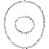 FIRETTI Ketten und Armband Set FIRETTI "Multipack Schmuck Geschenk Messing Armkette Halskette" Gr. 45, silber (silberfarben), Schmuck_Sets, Damen, 45, Messing, glänzend
