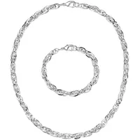 FIRETTI Ketten und Armband Set FIRETTI "Multipack Schmuck Geschenk Messing Armkette Halskette" Gr. 45, silber (silberfarben), Schmuck_Sets, Damen, 45, Messing, glänzend