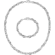 FIRETTI Ketten und Armband Set FIRETTI "Multipack Schmuck Geschenk Messing Armkette Halskette" Gr. 45, silber (silberfarben), Schmuck_Sets, Damen, 45, Messing, glänzend