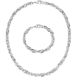FIRETTI Ketten und Armband Set FIRETTI "Multipack Schmuck Geschenk Messing Armkette Halskette" Gr. 45, silber (silberfarben), Schmuck_Sets, Damen, 45, Messing, glänzend