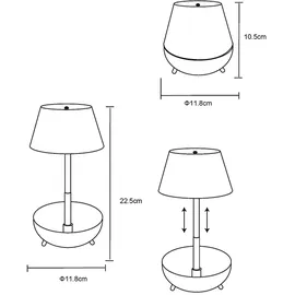 GLOBO Tischleuchte Beistellleuchte Nachttischlampe LED Akku ausziehbar Touchdimmer